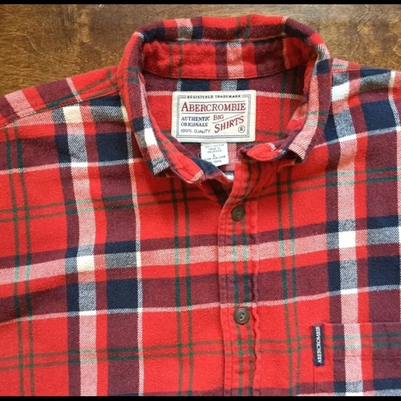 Abercrombie thick flannel red plaid shirt - Picture 5 of 7